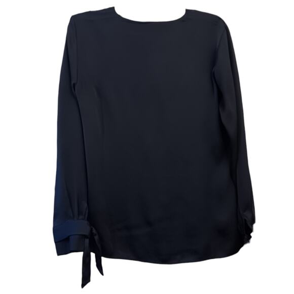 BANANA REPUBLIC Dressy Blouse M Navy Blue Career Office‎ Professional Tie Cuffs - Picture 8 of 8